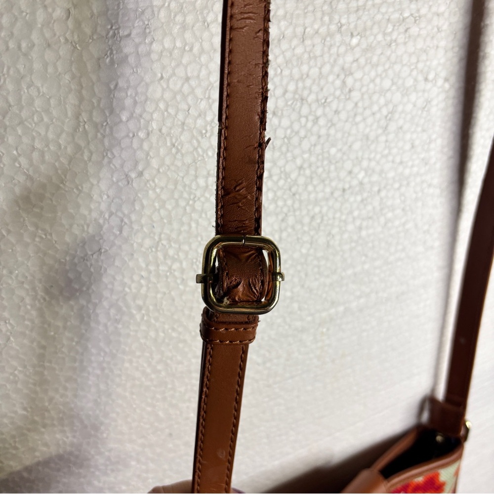 Spartina 449 Paisley Floral Linen Crossbody Bag Leather Trim Boho Coastal - Picture 11 of 16